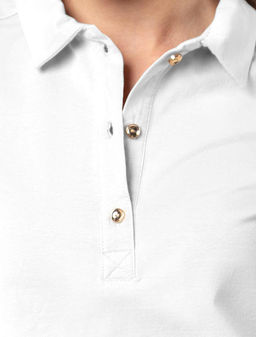 VILATTE / Футболка-поло с золотистыми пуговицами из премиального хлопка  фото 5
