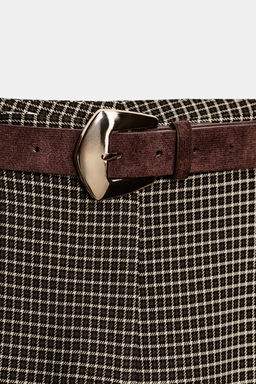 STRAIGHT CHECK TROUSERS WITH BELT - Zara фото 8