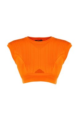 Turuncu Crop Triko Pencere/Cut Out Detayl? Bluz TPRSS23BZ00058 - Trendyolmilla фото 7