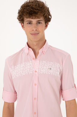 Erkek A__k Pembe Uzun Kollu G_mlek Sepette S_rpriz _ndirim - U.s. polo assn фото 2