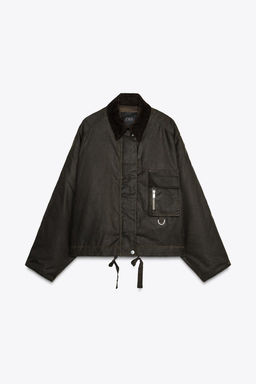 WAXED JACKET WITH CORDUROY COLLAR ZW COLLECTION - Zara фото 12