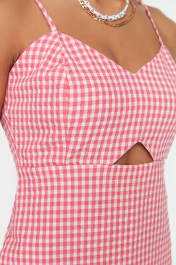 Pembe Potikareli Pencere Detayl? Ask?l? Mini Dokuma Tulum TWOSS22TU0277
