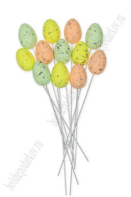 Пасхальный декор "Яйцо на палочке" 2,5*3,5 см (12 шт) SF-7202, ассорти №2