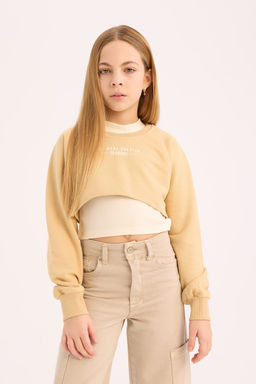 Bisiklet Yaka Bask_l_ 2li Sweatshirt K_z _ocuk - Defacto фото 3