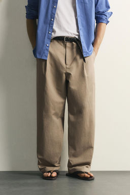 PANTAL?N RELAXED FIT PLIEGUES / Beige - Zara фото 2