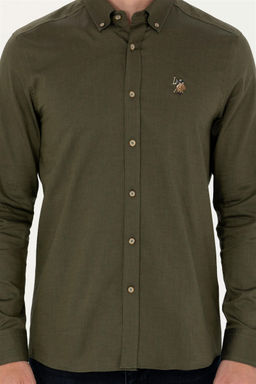 Мужская базовая рубашка цвета хаки с длинным рукавом Неожиданная скидка в корзине - U.s. polo assn фото 6