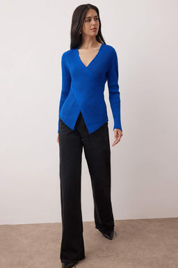 Siyah Fitted/Vucuda Oturan Kruvaze Ince Triko Kazak TWOAW26KZ00178 - Trendyolmilla фото 10