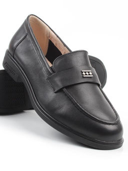 03-DEB55-1 BLACK Лоферы женские (натуральная кожа)