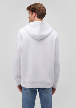 Kapusonlu Bask?l? Beyaz Sweatshirt - Mavi фото 4