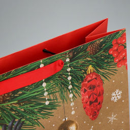 Пакет крафтовый вертикальный Снегири, L 31 40 11.5 см - Дарите счастье фото 6