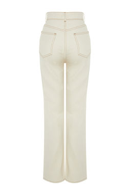 TRENDYOLMILLA Ekru Yuksek Bel Wide Leg Jeans TWOAW24JE00274  фото 6