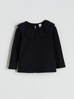 Yaka Detayl? Penye K?z ?ocuk Ti??rt