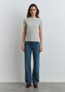 Beyaz Biyeli Gri Tisort - Mavi фото 3