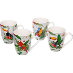 Цена за 2 шт. Кружка керамическая 350мл "Экзотические птицы"