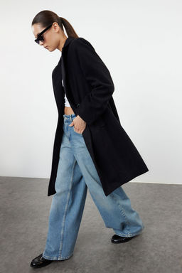 Trendyolmilla Vizon Kruvaze Regular Yunlu Midi Kaban TWOAW25KB00016  фото 11