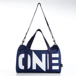 Сумка спортивная на молнии TEXTURA, с подкладкой, длинный ремень, маленький размер, с акцентным принтом, синяя