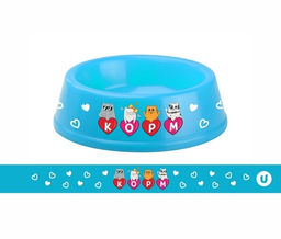 Цена за 3 шт. Миска пластиковая "МОЙ БРО - Корм!, цвет небесно- синий 21*6,5см (логотип на миске) 700мл