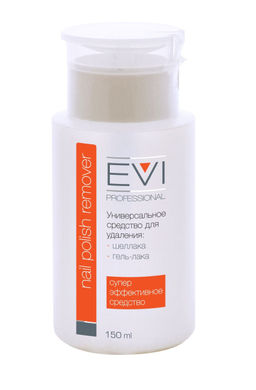 EVI professional Жидкость профессиональная для удаления шеллака и гель-лака с помпой-дозатором, 150 мл