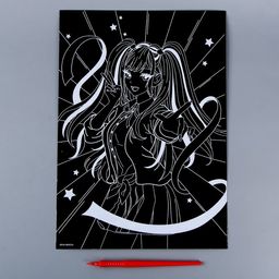 Гравюра Девочка аниме с эффектом голография, А4 - Школа талантов фото 2