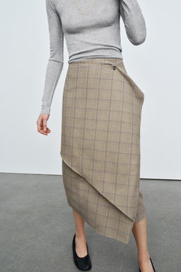 ZW COLLECTION CHECK RUFFLED SKIRT - Zara фото 10