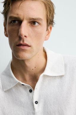 POLO PUNTO REGULAR FIT ALGOD?N - LINO / Blanco roto - Zara фото 5
