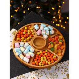 Менажница деревянная Adelica Фортуна, на ножках с соусницей, d=30 см, 70 мл, берёза фото 12