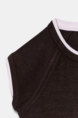 CAMISETA EFECTO DOBLE MANGA CORTA / Chocolate - Zara фото 10