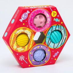 Развивающие тактильные мячики Крошка Я «Пончик», с пищалкой, в наборе 4 шт.