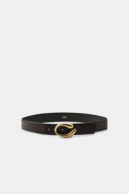 LEATHER BELT WITH OVAL BUCKLE - Zara фото 2