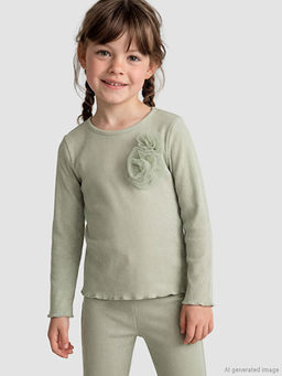 ?i?ek Aplikeli Fitilli K?z ?ocuk Simli Ti??rt