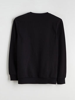 Bisiklet Yaka Bask?l? Erkek Sweatshirt