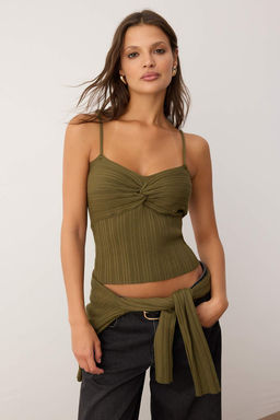 Haki 2li Fitilli Premium/Ozel Iplikli Yumusak Dokulu Triko H?rka-Bluz Tak?m TWOAW26HI00003