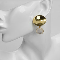 Серьги с жемчугом Античность круг, цвет золото - Qf фото 3