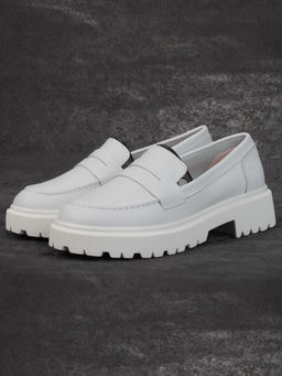 03-PDD178-1 GRAY WHITE Лоферы женские (натуральная кожа)