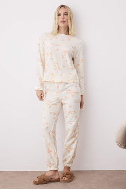 Ekru Tavsan Desenli Polar Orme Pijama Tak?m? THMAW26PT00085 - Trendyolmilla фото 2