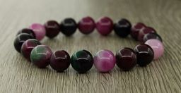 Турмалин бордово-розовый (имитация) 10мм, браслет "Классика" длина 17см