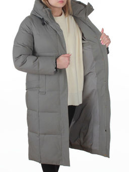 8321 GRAY/GREEN Пальто зимнее женское (200 гр. холлофайбер)