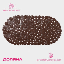 Коврик противоскользящий в ванну на присосках Доляна Крупная галька, 33?63 см, МИКС