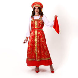 Карнавальный костюм Самоцветы: платье, кокошник, косынка в руку, р-р 42-44