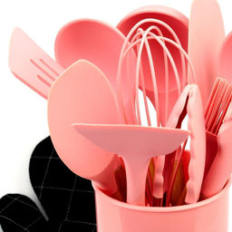 Силиконовые кухонные принадлежности 13 предметов розовый набор - Buro фото 3