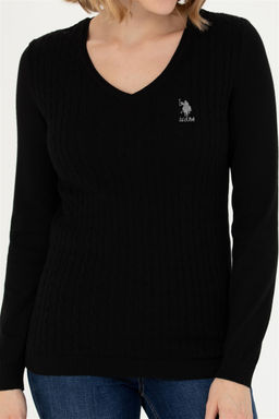 Женский черный базовый свитер с v-образным вырезом Неожиданная скидка в корзине - U.s. polo assn фото 6