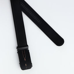 Ремень мужской, 120×3.5 см, пряжка автомат, регулируемая длина, кожа под флотер, чёрный