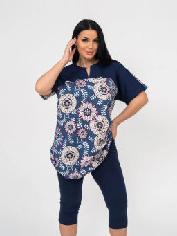 Костюм женский, цвет синий белый бежевый