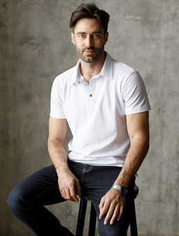 VILATTE / Поло из фактурного хлопка с эластаном