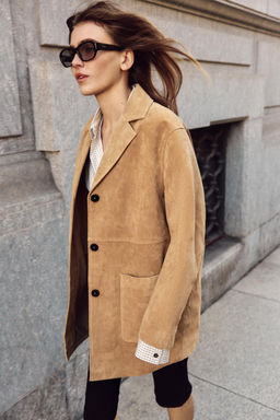 CHAQUETA 100% PIEL ANTE / Tostado - Zara фото 20