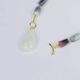 Колье из ботсванского Агата и Лунного камня 42 см