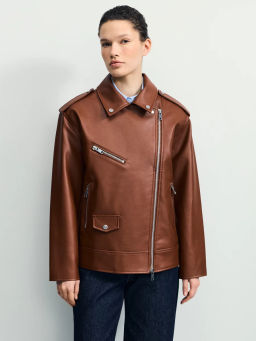 Куртка-косуха прямого силуэта из искусственной кожи / Zarina  фото 6