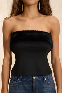 Siyah Kurk Detayl? Straplez Party Bluz TPRSS26BZ00011