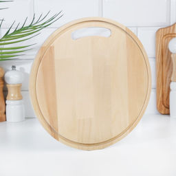 Доска разделочная деревянная с желобом Круг 26х26х0,8 см береза