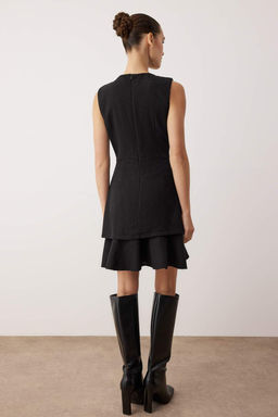 Siyah Dugmeli K?sa / Mini Tuvit Dokuma Elbise TWOAW26EL00068 - Trendyolmilla фото 4